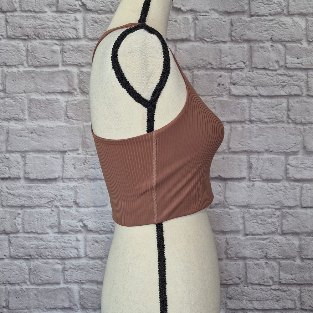 Girlfriend Collective Ribbed Scoop Neck Crop Tank Top Brown Sustainable Size S - Picture 7 of 8